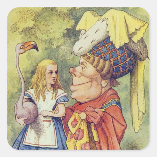 Alice mit der Herzogin Quadratischer Aufkleber (Vorderseite)