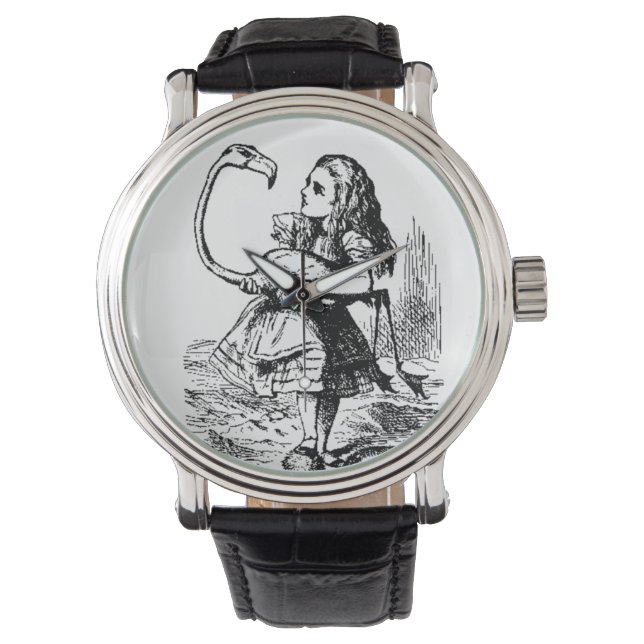 Alice mit Flamingo Armbanduhr (Vorderseite)