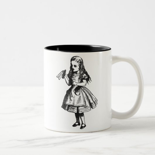 Alice mit "Getränk ich" Flasche Zweifarbige Tasse (Rechts)