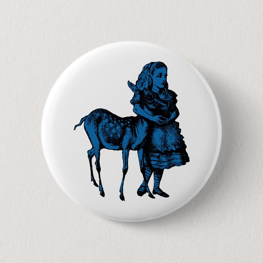 Alice mit Kitz schwärzte blaue Fülle mit Tinte Button (Vorderseite)