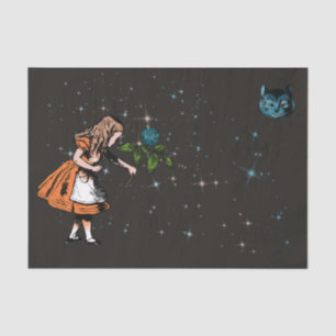 Alice mit Klee, funkelnden Sternen, Cheshire-Katze Seidenpapier