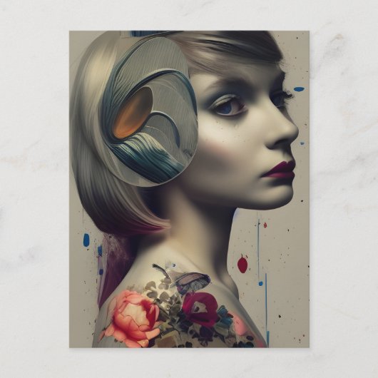 Alice Mixed Media Postkarte (Vorderseite)