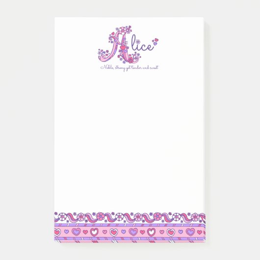 Alice Name bedeutet Buchstabe Ein benutzerdefinier Post-it Klebezettel (Vorderseite)