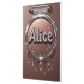 Alice Name Diamant-Logo-Abzeichen in funkelndem Sc Klemmbrett (Links)