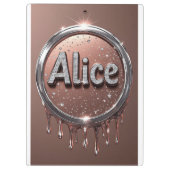 Alice Name Diamant-Logo-Abzeichen in funkelndem Sc Klemmbrett (Rückseite)