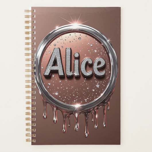 Alice Name Diamant-Logo-Abzeichen in funkelndem Sc Planer (Vorderseite)