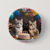 Alice Name Mit Geburtstagsfeier Katzen, Button (Vorderseite)