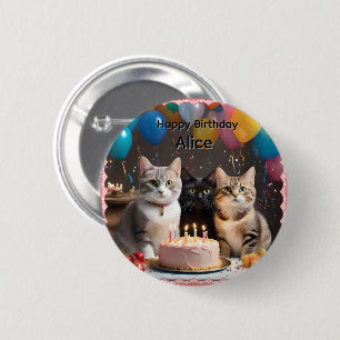 Alice Name Mit Geburtstagsfeier Katzen, Button