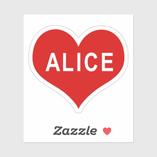 ALICE NAME Red Liebe Heart Vinyl Sticker (Blatt)