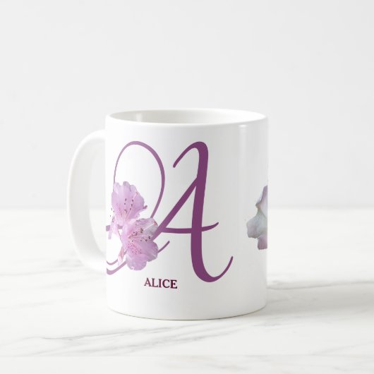 Alice-Name Rosa Rosa niedliches Mädchen Kaffeetasse (Vorderseite Links)