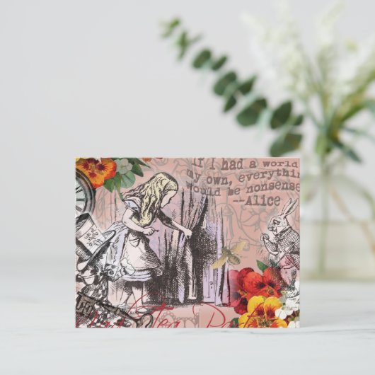 Alice-Nonsens-Vorhang Postkarte (Stehend Vorderseite)