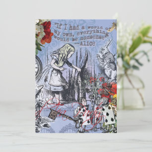 Alice Nonsense Vorhang Wunderland - Blau Einladung
