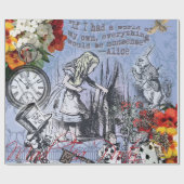 Alice Nonsense Vorhang Wunderland - Blau Geschenkpapier (Flach)