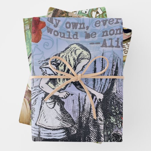 Alice Nonsense Vorhang Wunderland - Blau Geschenkpapier Set (Beispiel)