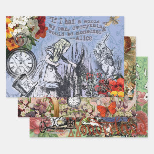 Alice Nonsense Vorhang Wunderland - Blau Geschenkpapier Set