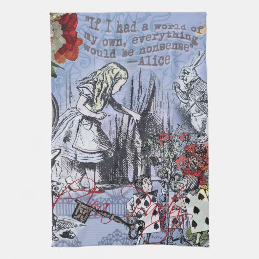 Alice Nonsense Vorhang Wunderland - Blau Geschirrtuch (Vertikal)