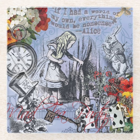 Alice Nonsense Vorhang Wunderland - Blau Glasuntersetzer (Vorderseite)