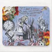 Alice Nonsense Vorhang Wunderland - Blau Mousepad (Vorne)