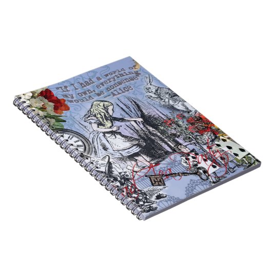 Alice Nonsense Vorhang Wunderland - Blau Notizblock (Rechte Seite)