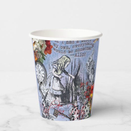 Alice Nonsense Vorhang Wunderland - Blau Pappbecher (Rückseite)