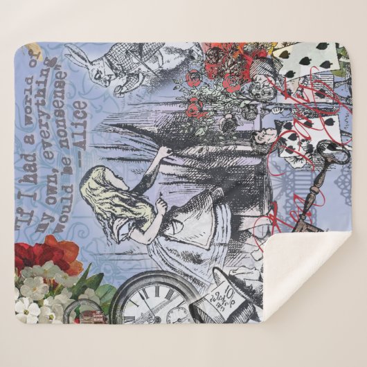 Alice Nonsense Vorhang Wunderland - Blau Sherpadecke (Vorderseite (Horizontal))