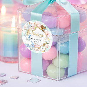 Alice Onederland, Aquamarin, Danke, Geburtstagsfav Runder Aufkleber