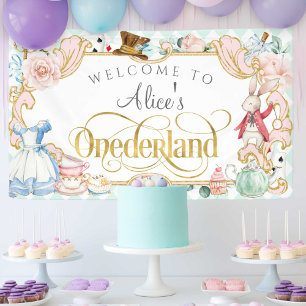 Alice Onederland, Girl 1. Geburtstag, aquamarines Banner