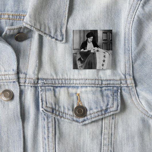 Alice Paul, nähende Stimmrecht-Flagge, 1910s Button (Beispiel)