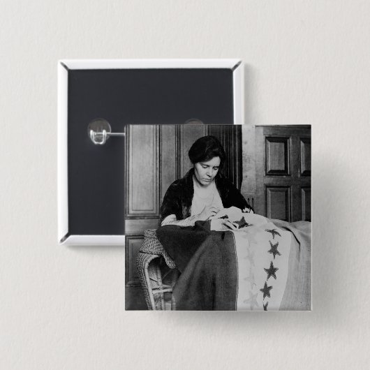 Alice Paul, nähende Stimmrecht-Flagge, 1910s Button (Vorne & Hinten)