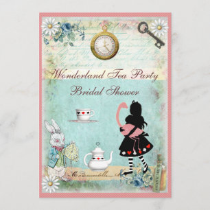 Alice & Pink Flamingo Brautparty Tee Party Einladung