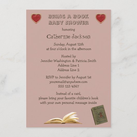 Alice & Pink Flamingo Bringen Sie ein Buch Baby Du Begleitkarte (Rückseite)