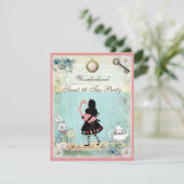 Alice, Pink Flamingo & Cheshire Cat Sweet 16 Einladung (Stehend Vorderseite)