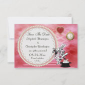 Alice & Pink Flamingo Wedding speichern das Datum Save The Date (Rückseite)