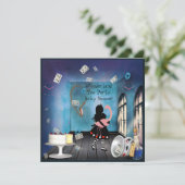 Alice & Pink Flamingo Wonderland Babydusche Einladung (Stehend Vorderseite)