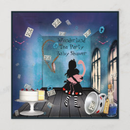 Alice & Pink Flamingo Wonderland Babydusche Einladung