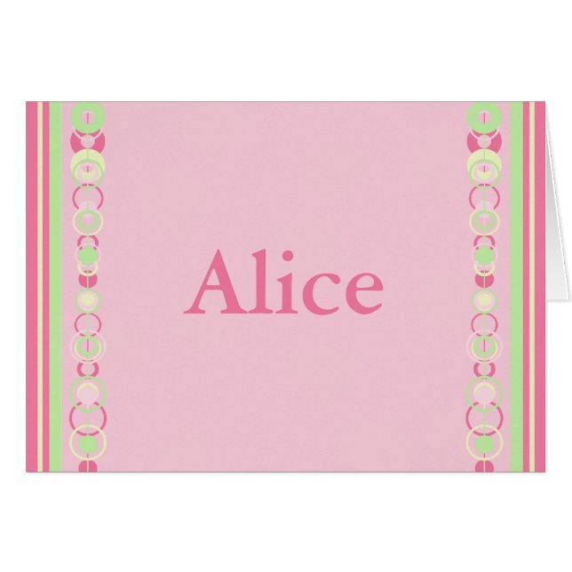 Alice Pink Modern Circle Card (Vorderseite (Horizontal))