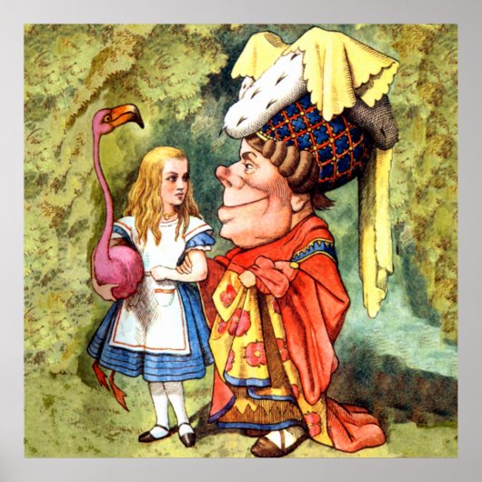 Alice Plays Flamingo Croquet mit der Herzogin Poster (Vorne)