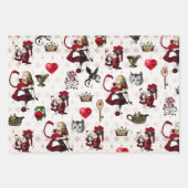 Alice Queen of herzen Schwarz-Rot-Set Geschenkpapier Set (Vorderseite)