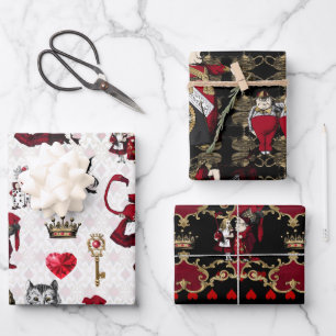 Alice Queen of herzen Schwarz-Rot-Set Geschenkpapier Set