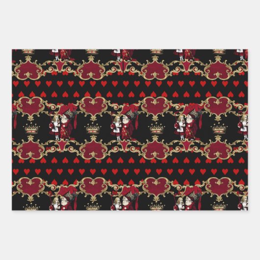 Alice Queen of herzen Schwarz-Rot-Set Geschenkpapier Set (Vorderseite 3)