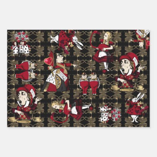 Alice Queen of herzen Schwarz-Rot-Set Geschenkpapier Set (Vorderseite 2)