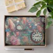 Alice Rabbit Floral Clock Fantasy Decoupage Seidenpapier (Geschenk)