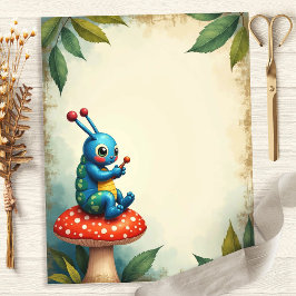 Alice Raupe Mushroom Scene Scrapbook Paper
