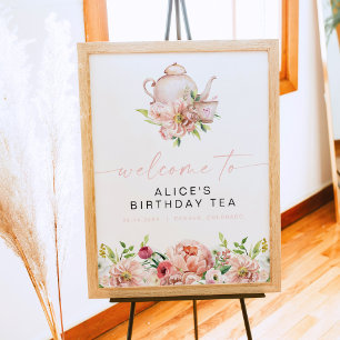 ALICE Rosé-Blüten-Geburtstags-Tea-Brunch-Willkomme Poster