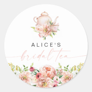 ALICE Röten Florale Hochzeits-Teeparty-Brunch-Dusc Runder Aufkleber