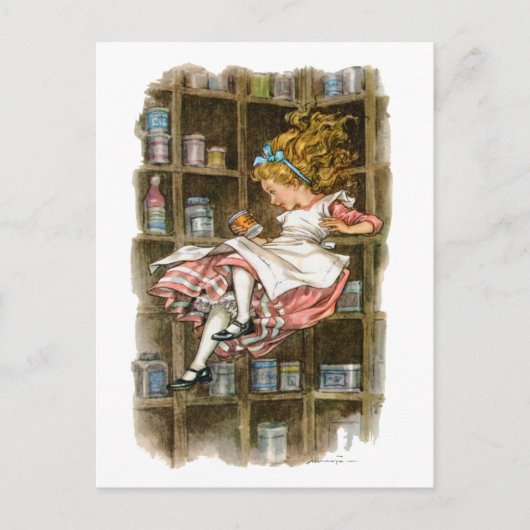 Alice schwimmt das Kaninchenloch hinab Postkarte (Vorderseite)