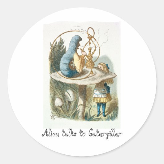 Alice spricht mit Raupe Runder Aufkleber (Vorderseite)