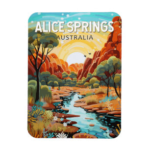 Alice Springs Australien Reise Kunst Vintage Magnet