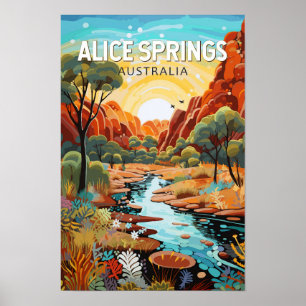 Alice Springs Australien Reise Kunst Vintage Poster