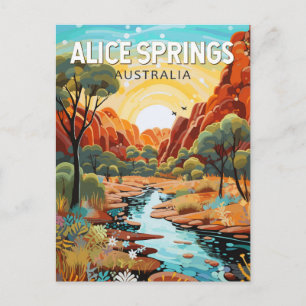 Alice Springs Australien Reise Kunst Vintage Postkarte